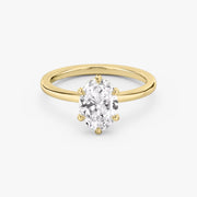 Oval Cut - Plain Band - 6 Prong Classic Ring - 14 K Gold